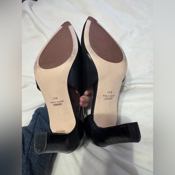 Cole Haan VIERA POINTED TOE PUMP IN BLACK PRINCESS/ FIRENZE CROC Size 10B Leathe - Picture 6 of 12